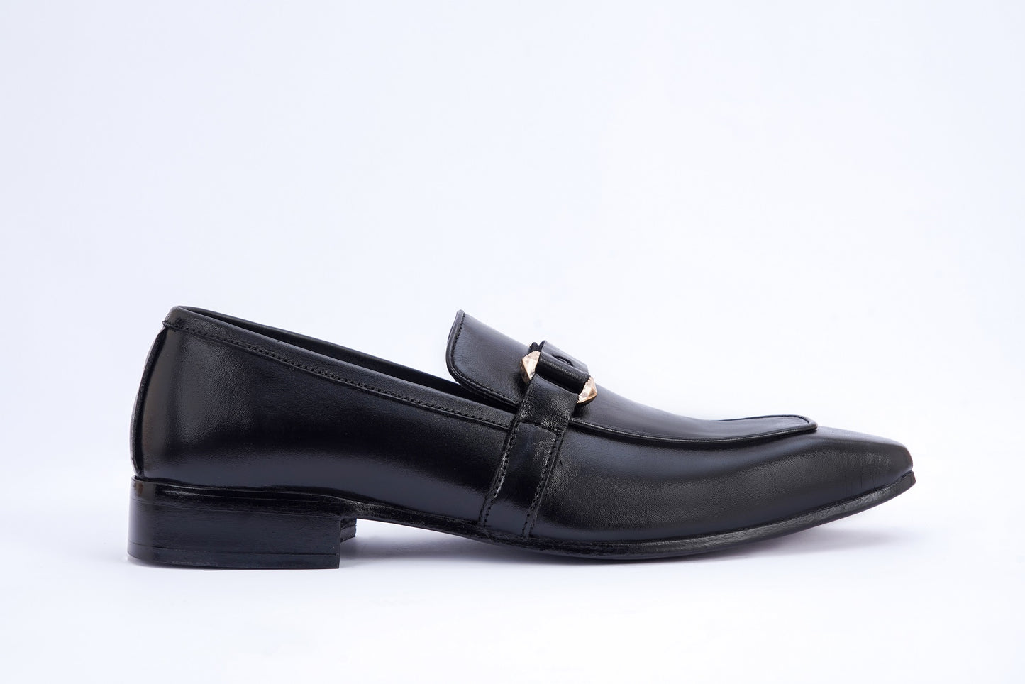 Black Leather Horsebit Formal T-18