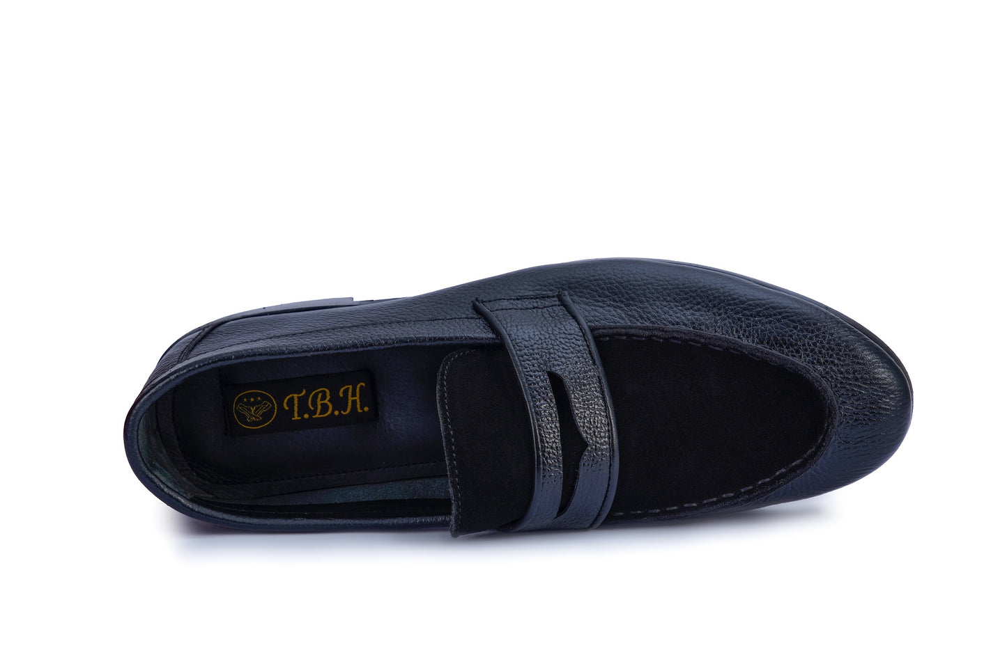 Men’s Black Textured Leather Loafers – Premium Formal Wear