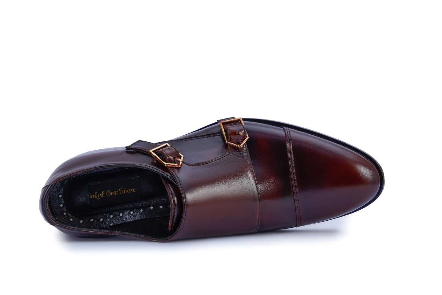 Men’s Dark Brown Double Monk Strap Leather Shoes – Classic Formal Footwear