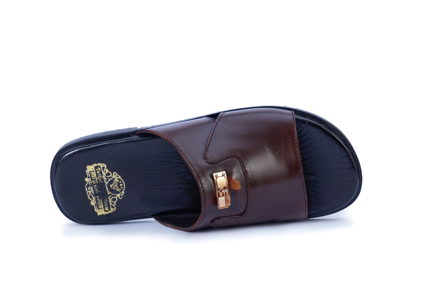 Premium Brown Leather Men’s Slides – Comfortable & Stylish Everyday Wear SL-4