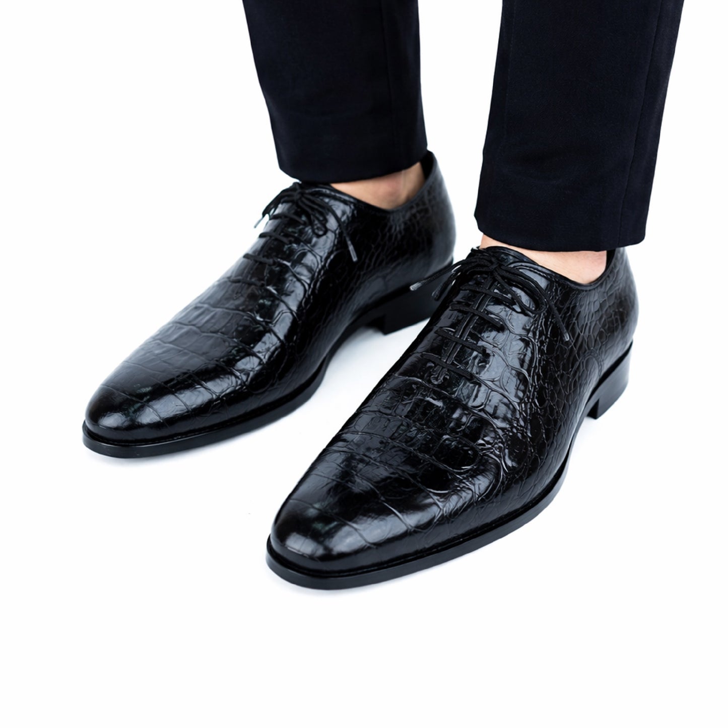 906-Black (Crocodile Texture Formal Shoes)