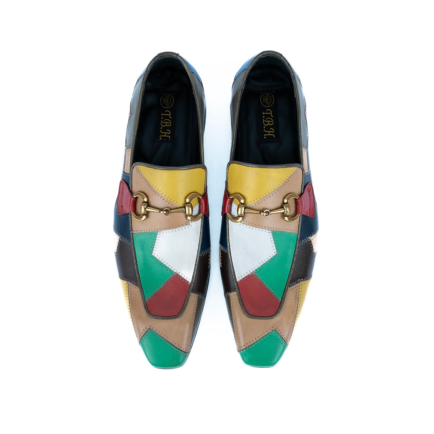 Multicolor Patchwork Horsebit Loafers – Statement Leather Slip-Ons