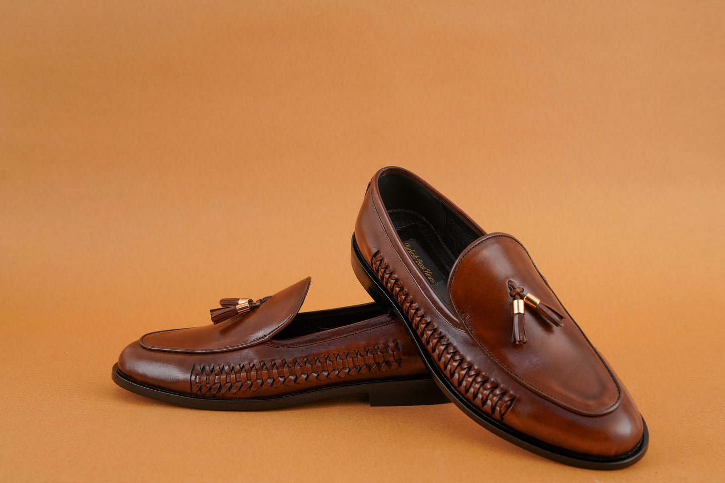 Brown Leather Tassel Semi Formal F-1023