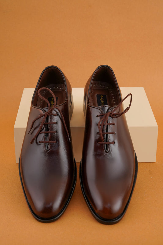 Classic Brown Leather Lace-Up Formal Shoes F-903