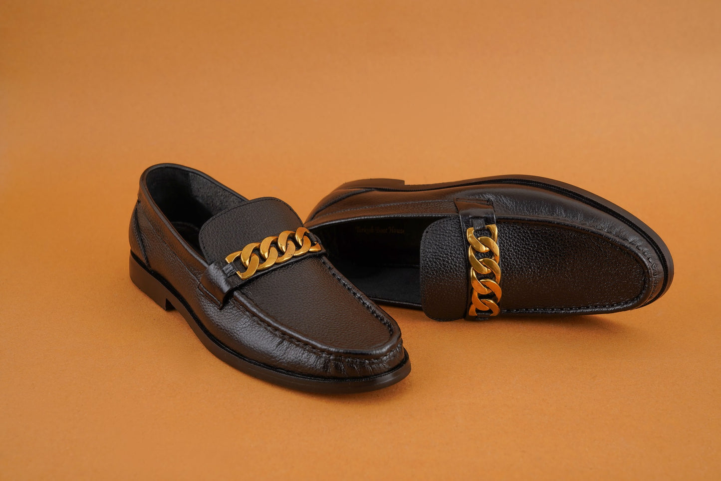 Premium Black Leather Chain Loafer – Formal & Semi-Formal Comfort Wear  MZ-0001