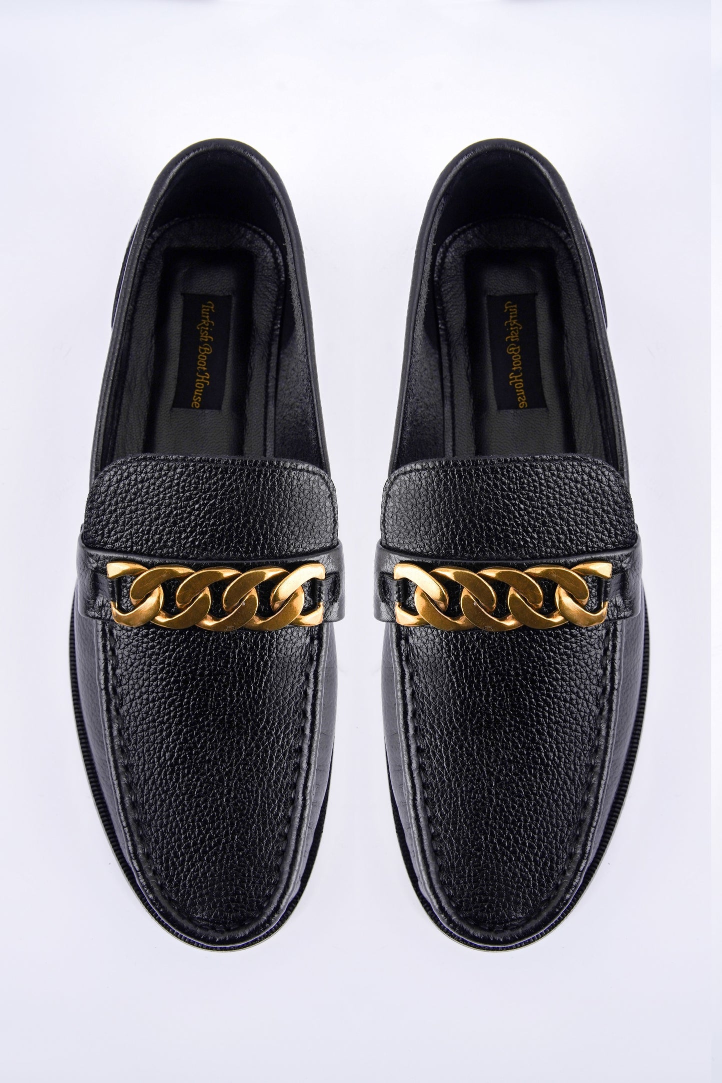 Premium Black Leather Chain Loafer – Formal & Semi-Formal Comfort Wear  MZ-0001