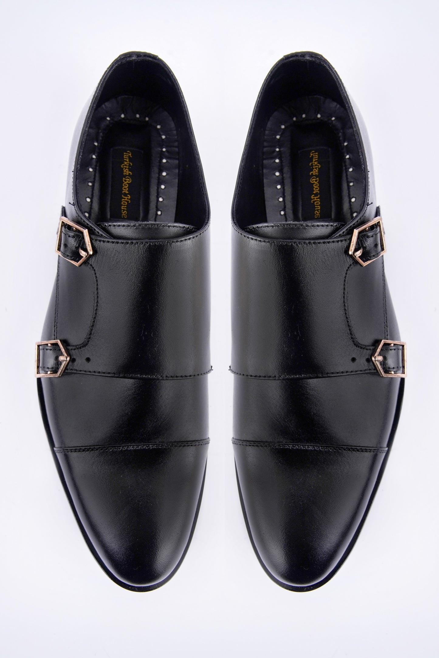 Black Double Monk Strap Leather formal  M-71