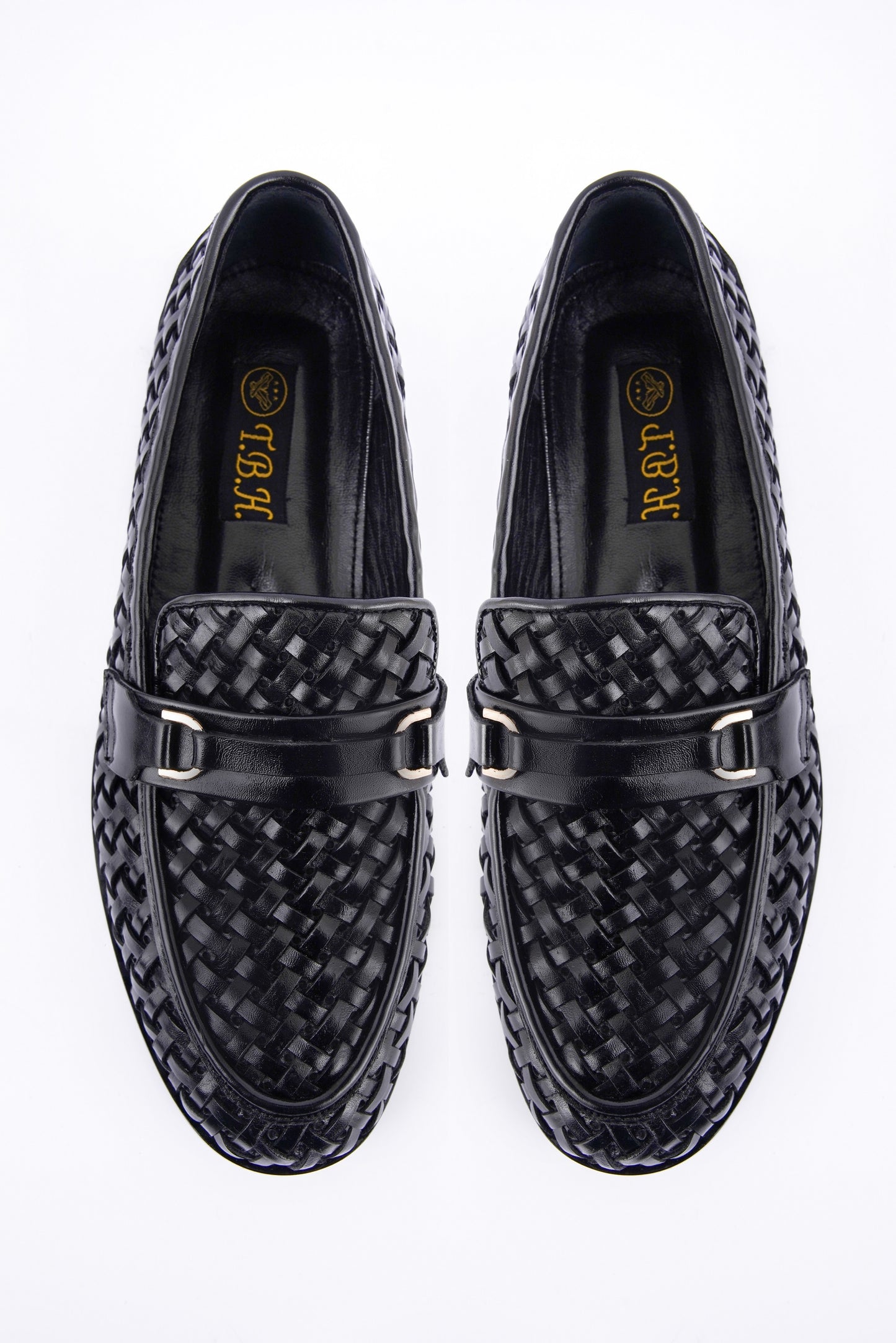 Black Woven Leather Formal F-1021