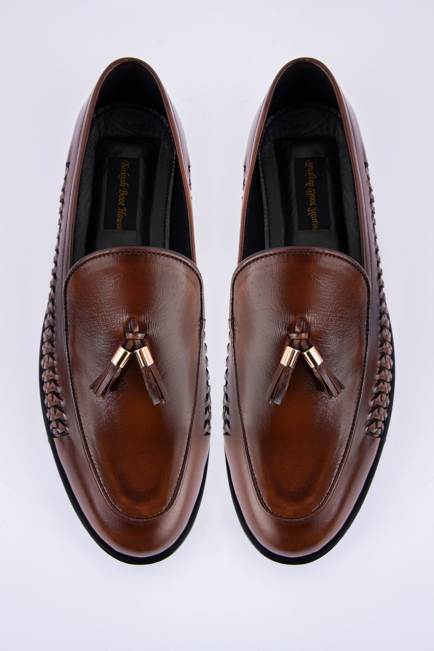 Brown Leather Tassel Semi Formal F-1023