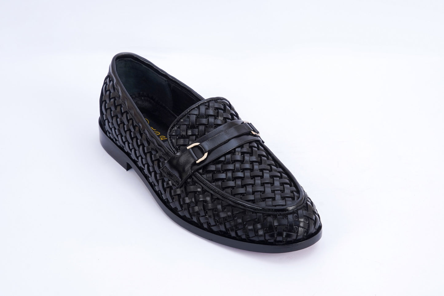 Black Woven Leather Formal F-1021