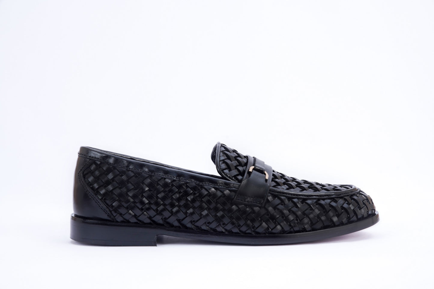 Black Woven Leather Formal F-1021