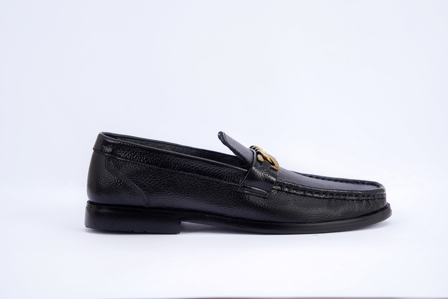 Premium Black Leather Chain Loafer – Formal & Semi-Formal Comfort Wear  MZ-0001