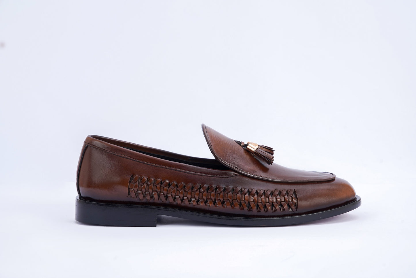 Brown Leather Tassel Semi Formal F-1023