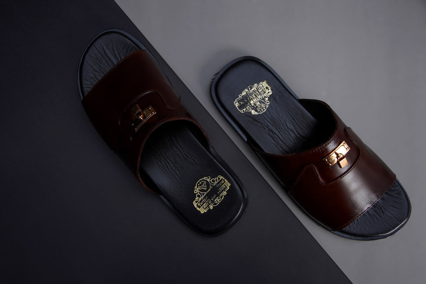Premium Brown Leather Men’s Slides – Comfortable & Stylish Everyday Wear SL-4