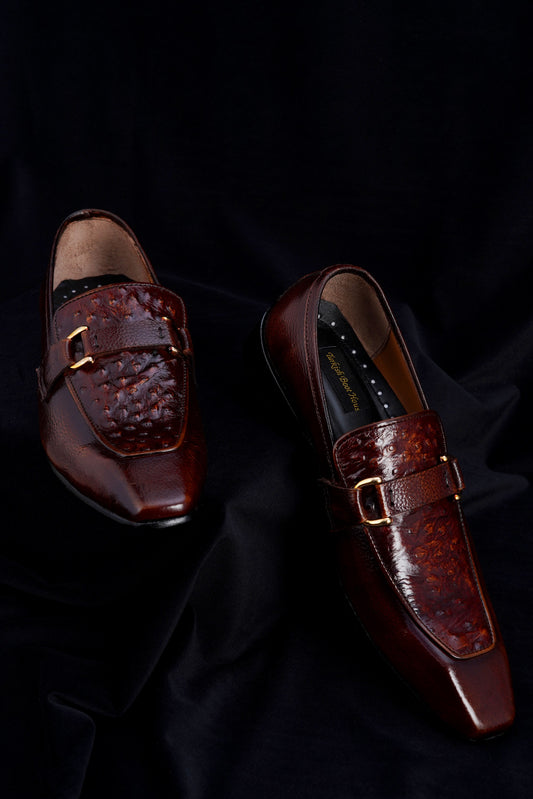 Luxury Maroon Leather Bit Loafers T-20