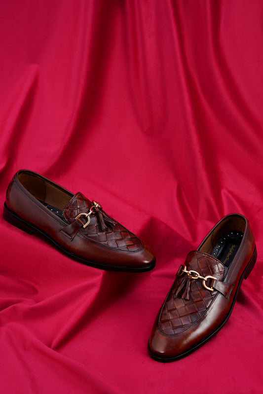 Men’s Green Patina Leather Loafers with Buckle – Luxury Edition