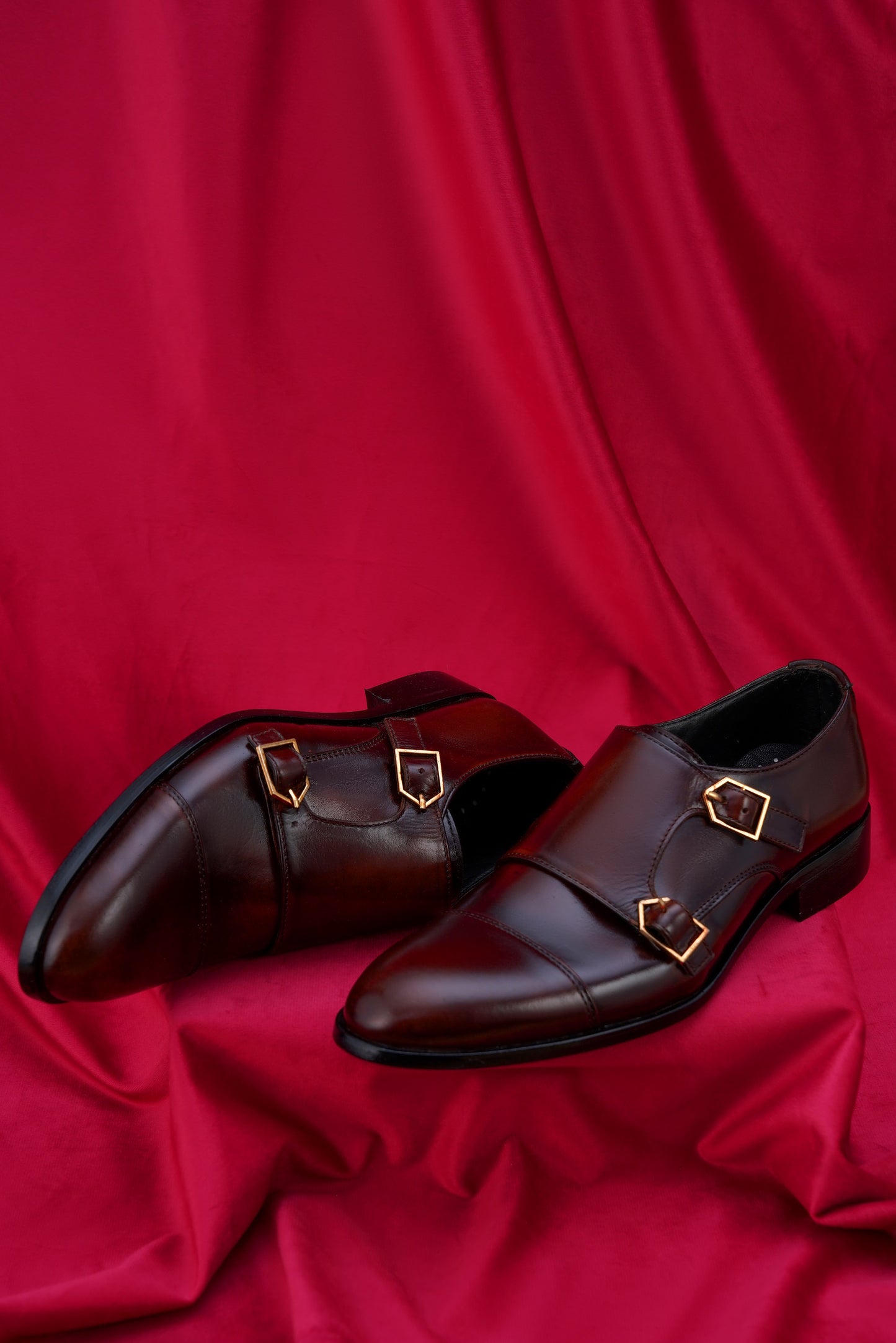 Men’s Dark Brown Double Monk Strap Leather Shoes – Classic Formal Footwear