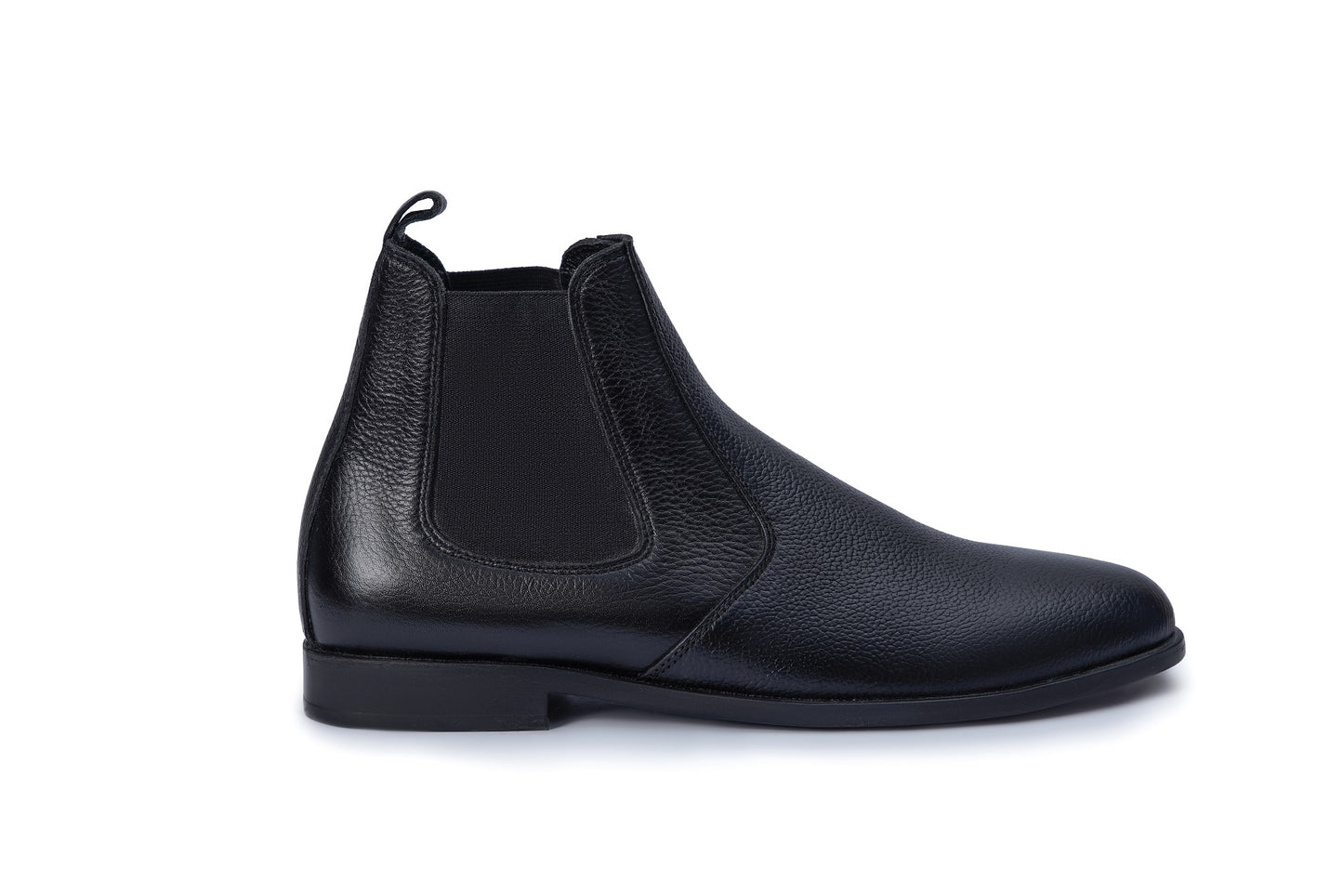 Men’s Classic Black Leather Chelsea Boots – Slip-On Formal Wear Long-00050
