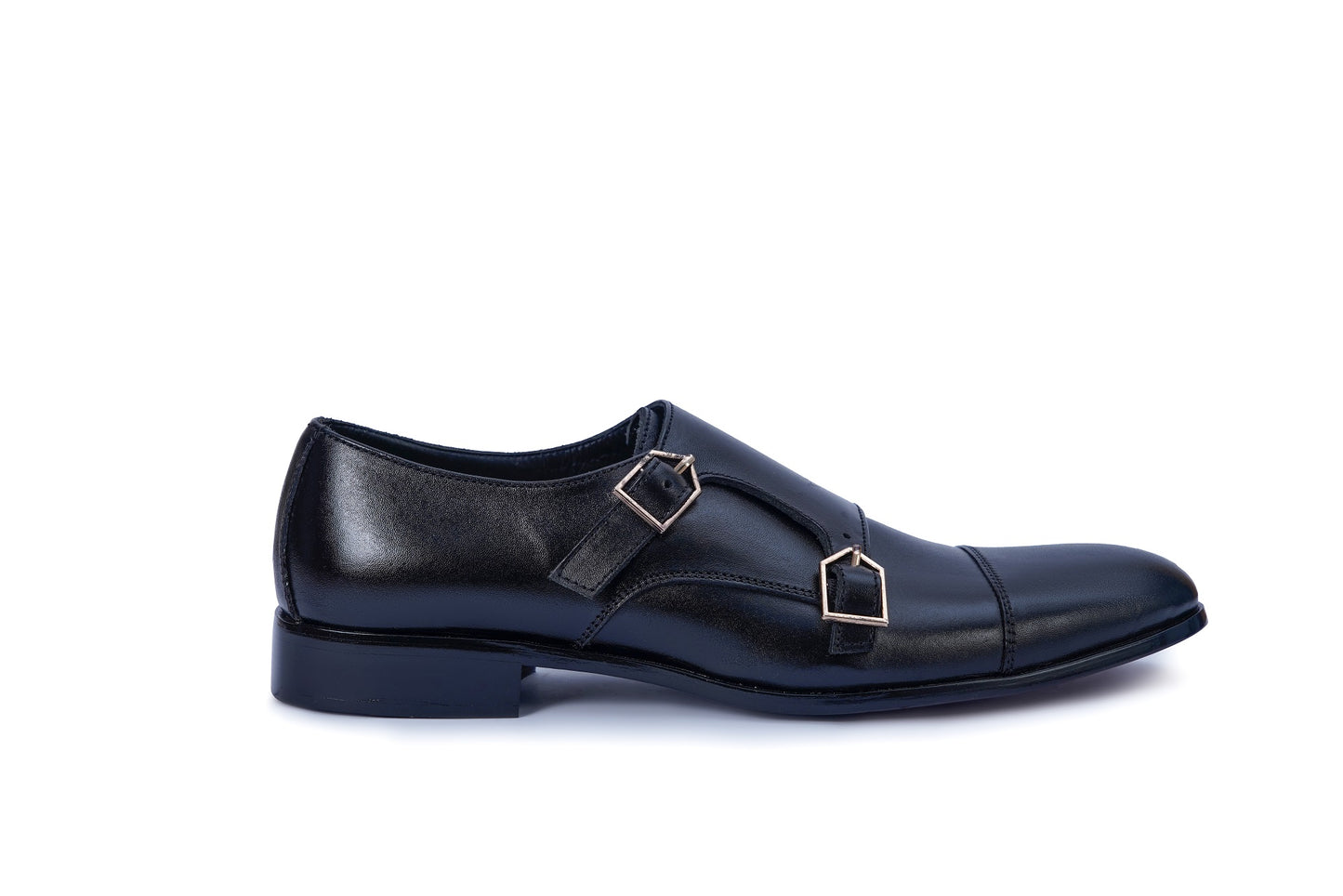 Men’s Black Leather Monk Strap Loafers M-71