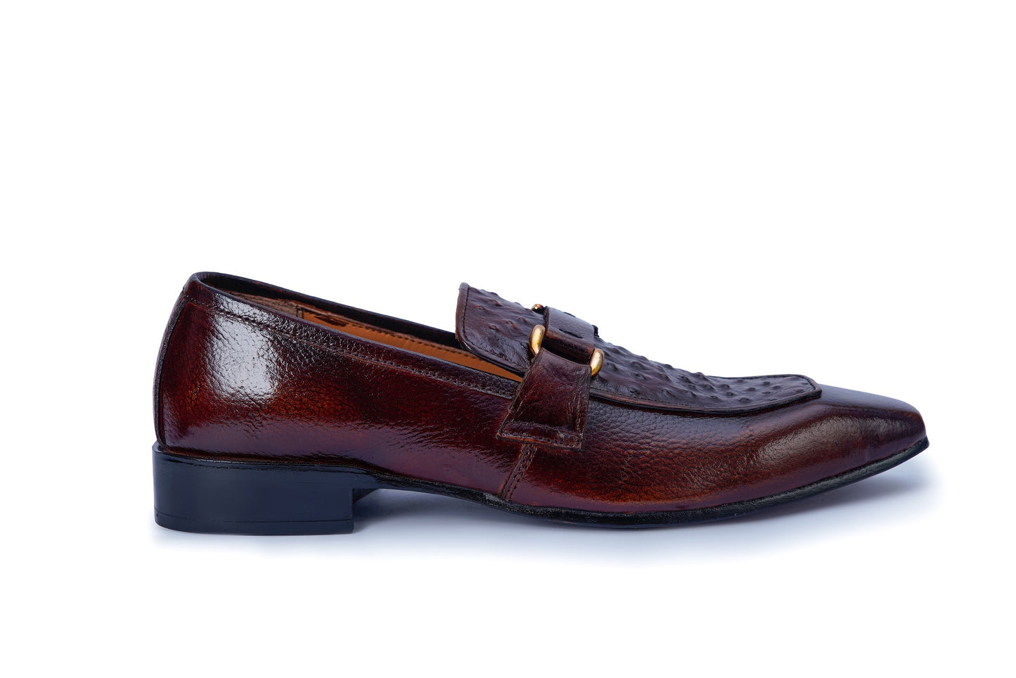 Luxury Maroon Leather Bit Loafers T-20