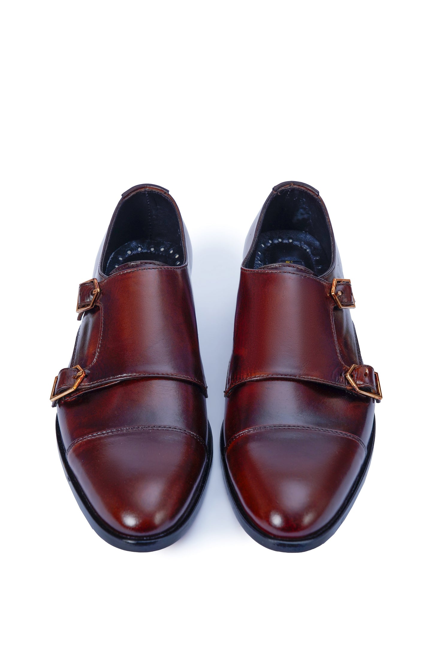 Men’s Dark Brown Double Monk Strap Leather Shoes – Classic Formal Footwear