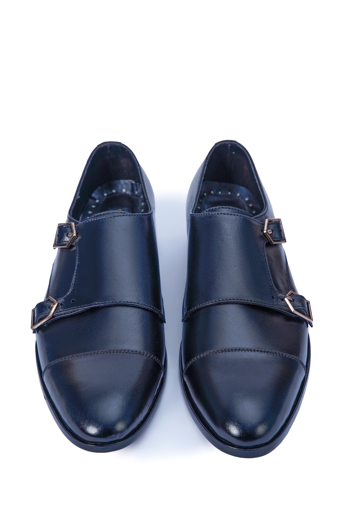 Men’s Black Leather Monk Strap Loafers M-71