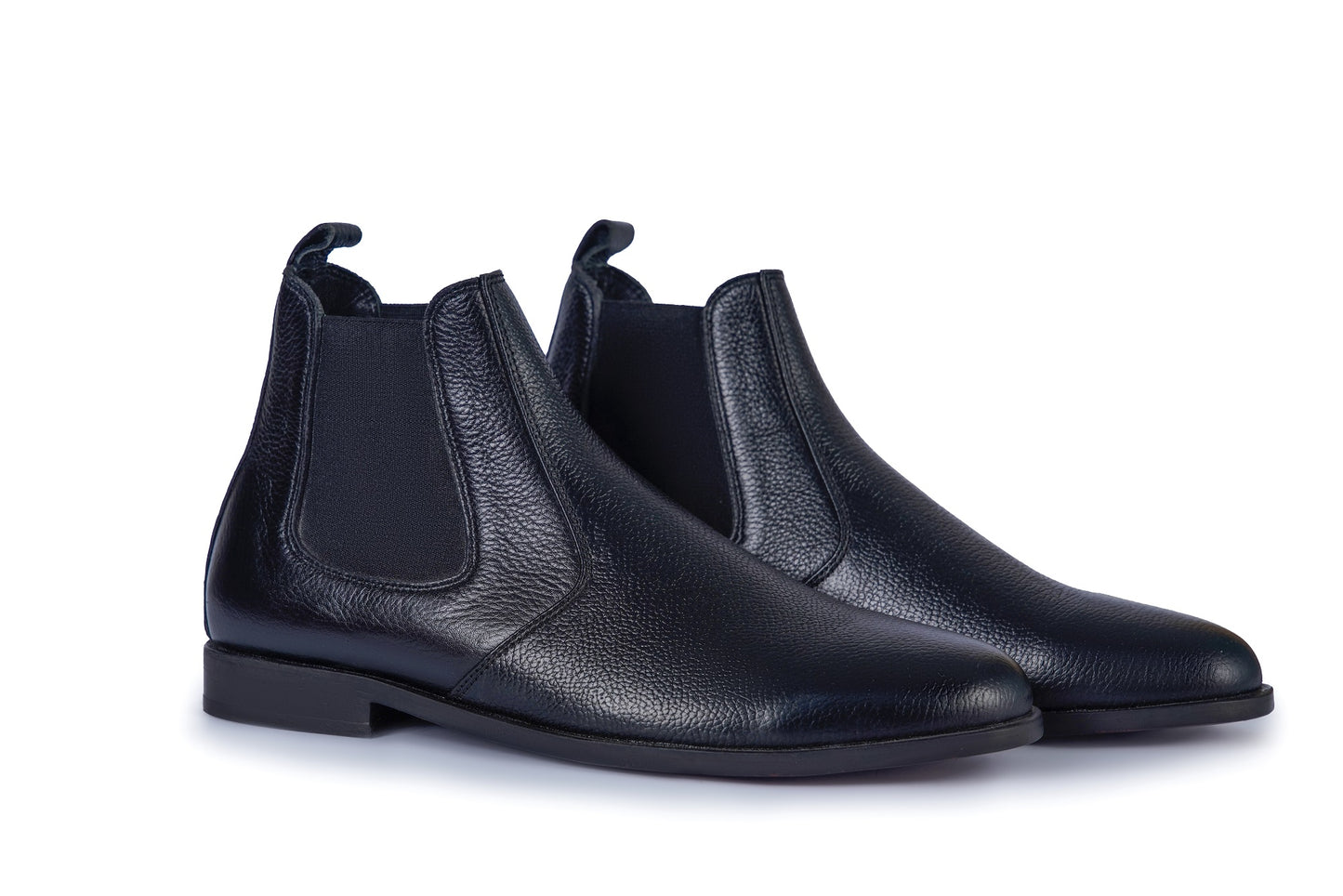 Men’s Classic Black Leather Chelsea Boots – Slip-On Formal Wear Long-00050