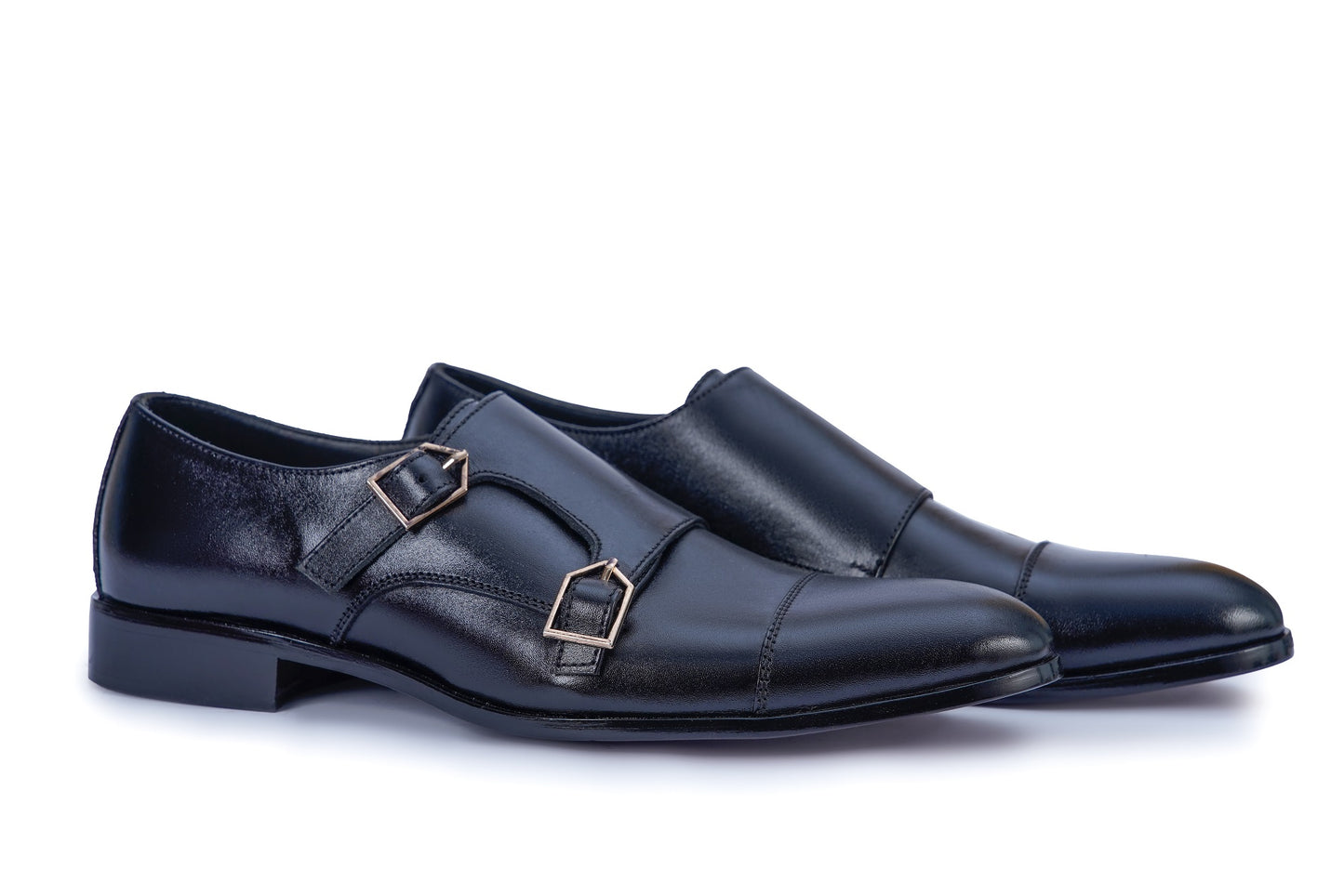 Men’s Black Leather Monk Strap Loafers M-71