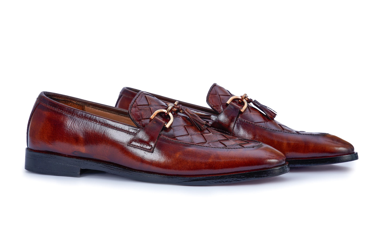 Men’s Green Patina Leather Loafers with Buckle – Luxury Edition