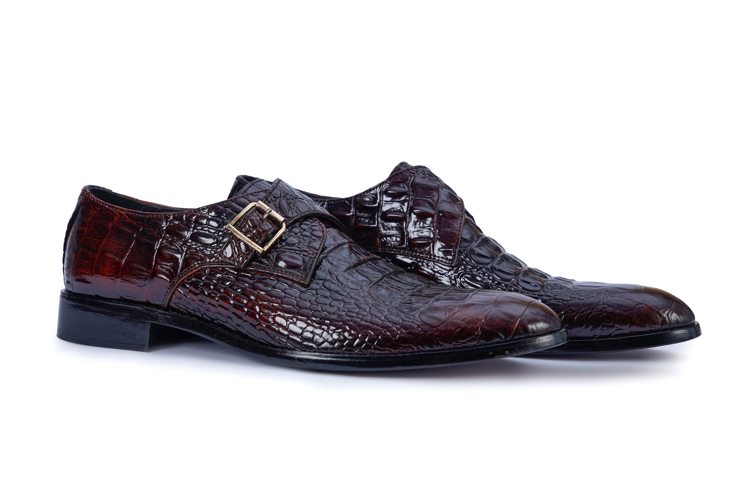 Premium Textured Leather Men’s Formal Shoes – Classic Buckle Design M-73