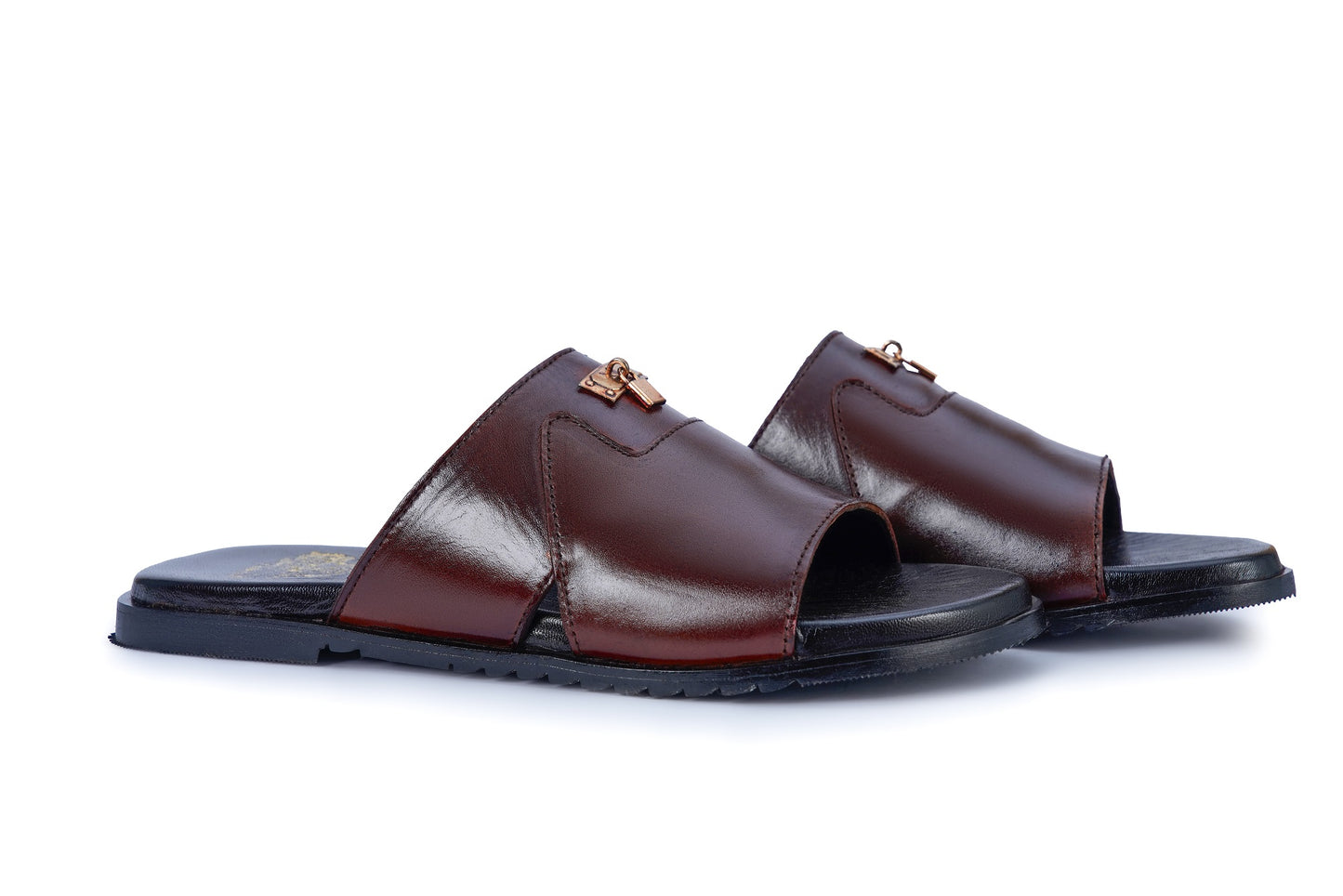 Premium Brown Leather Men’s Slides – Comfortable & Stylish Everyday Wear SL-4