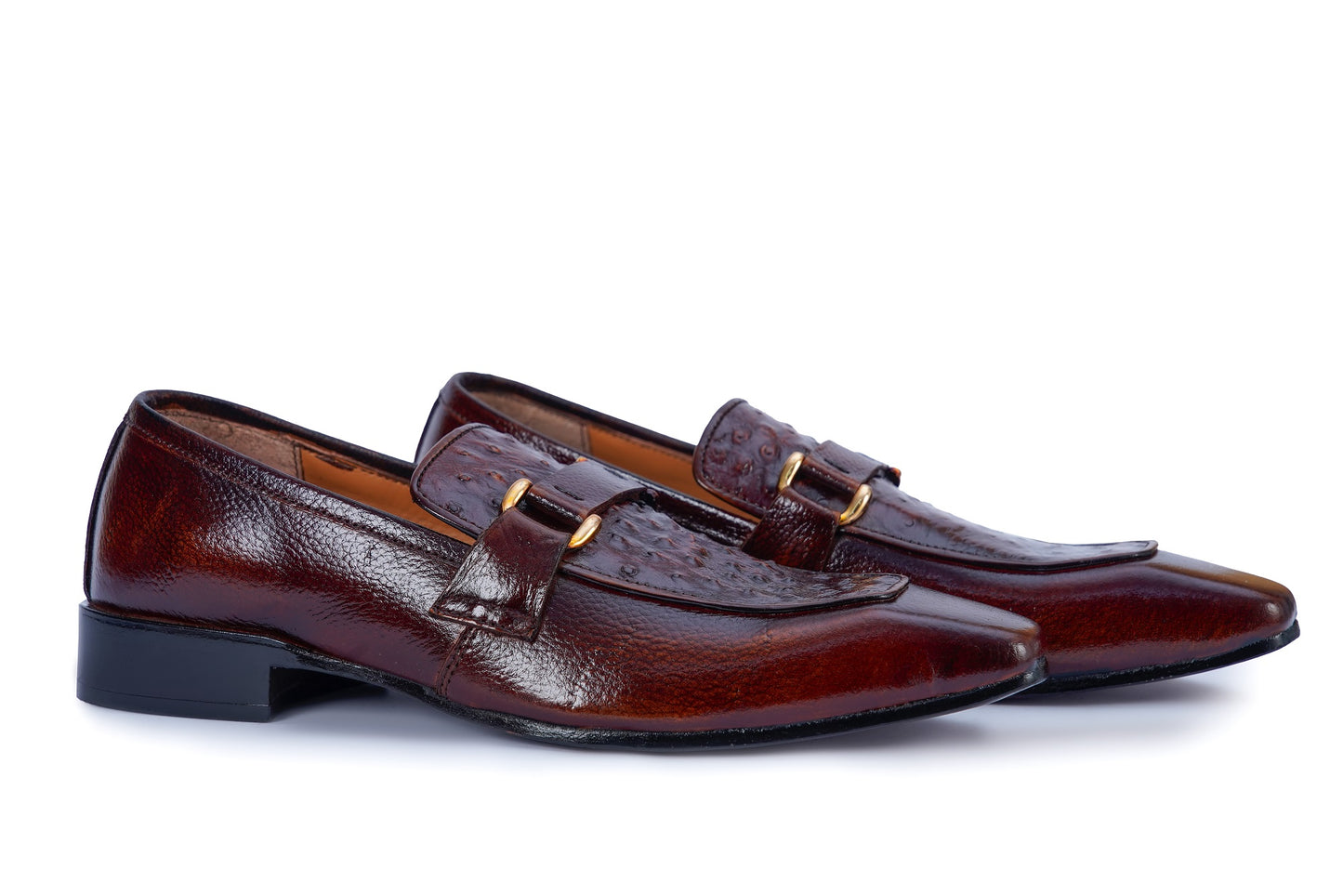 Luxury Maroon Leather Bit Loafers T-20