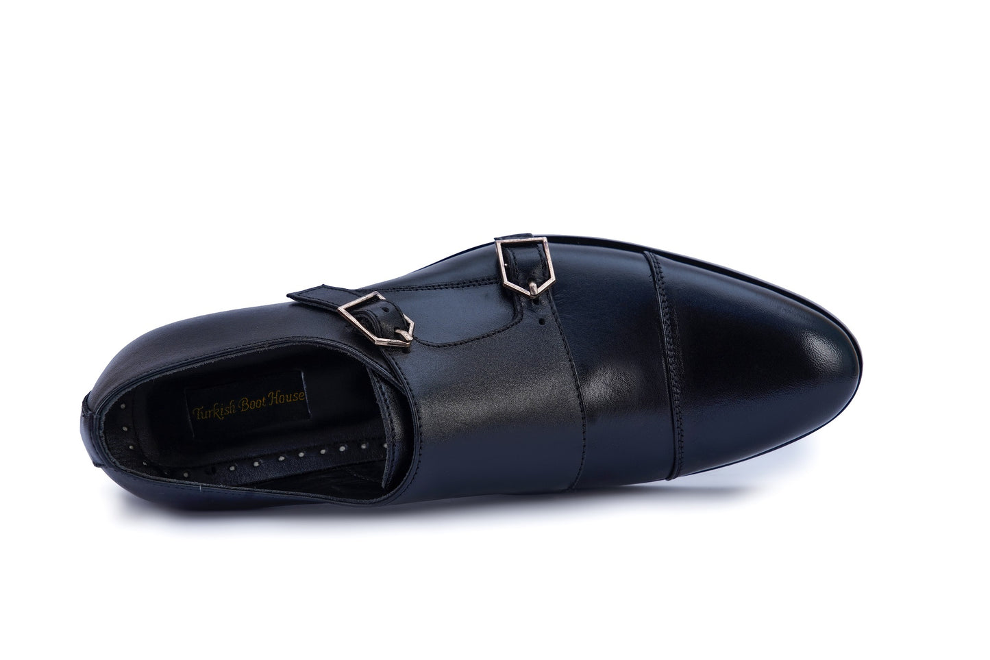Men’s Black Leather Monk Strap Loafers M-71